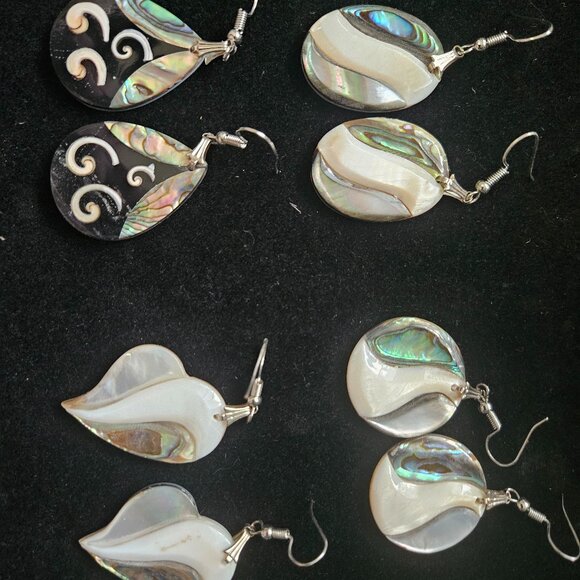 Abalone Shell Heart Dangle Earrings Luna Tide 29 Pairs Abalone Shell Dangle Earrings Bulk Lot Heart Teardrop Circle Square Jew